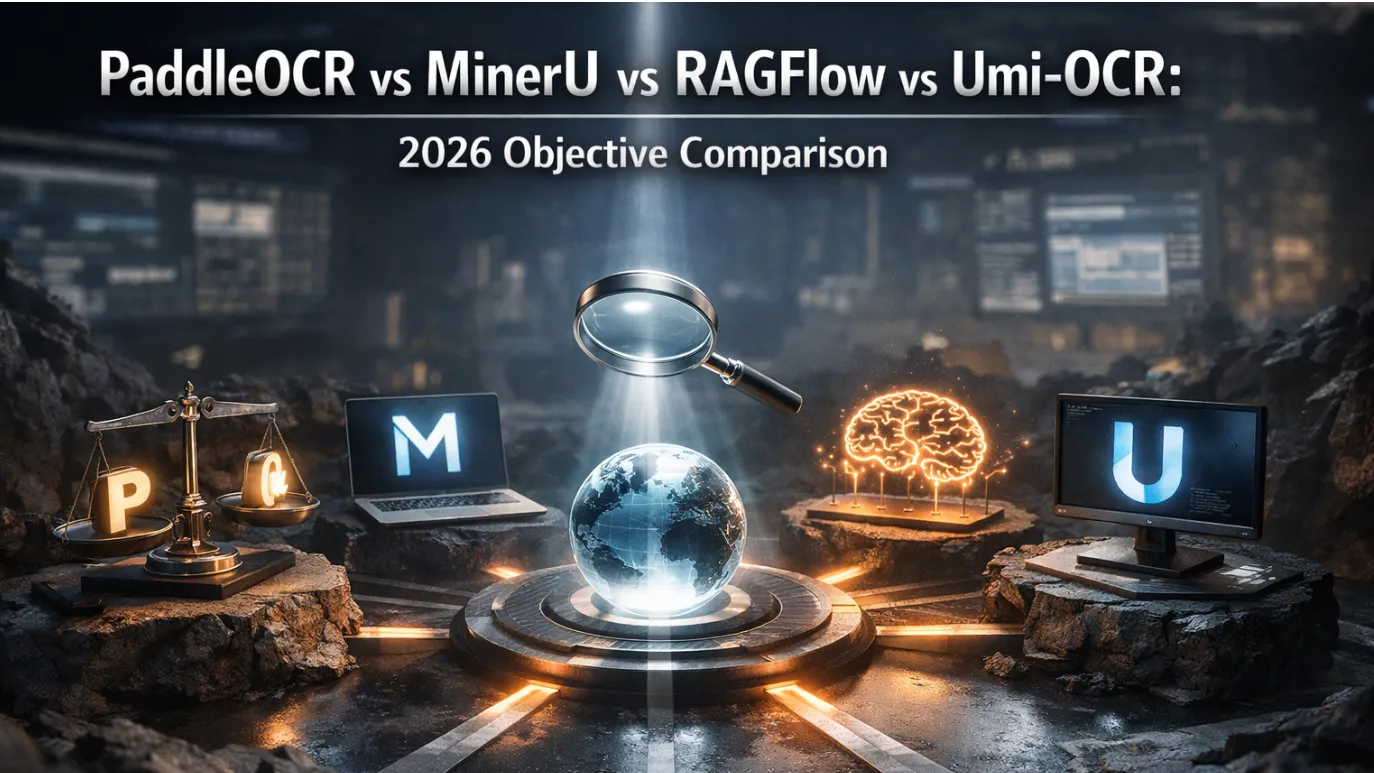 مقارنة موضوعية بين PaddleOCR و MinerU و RAGFlow و Umi-OCR لعام 2026